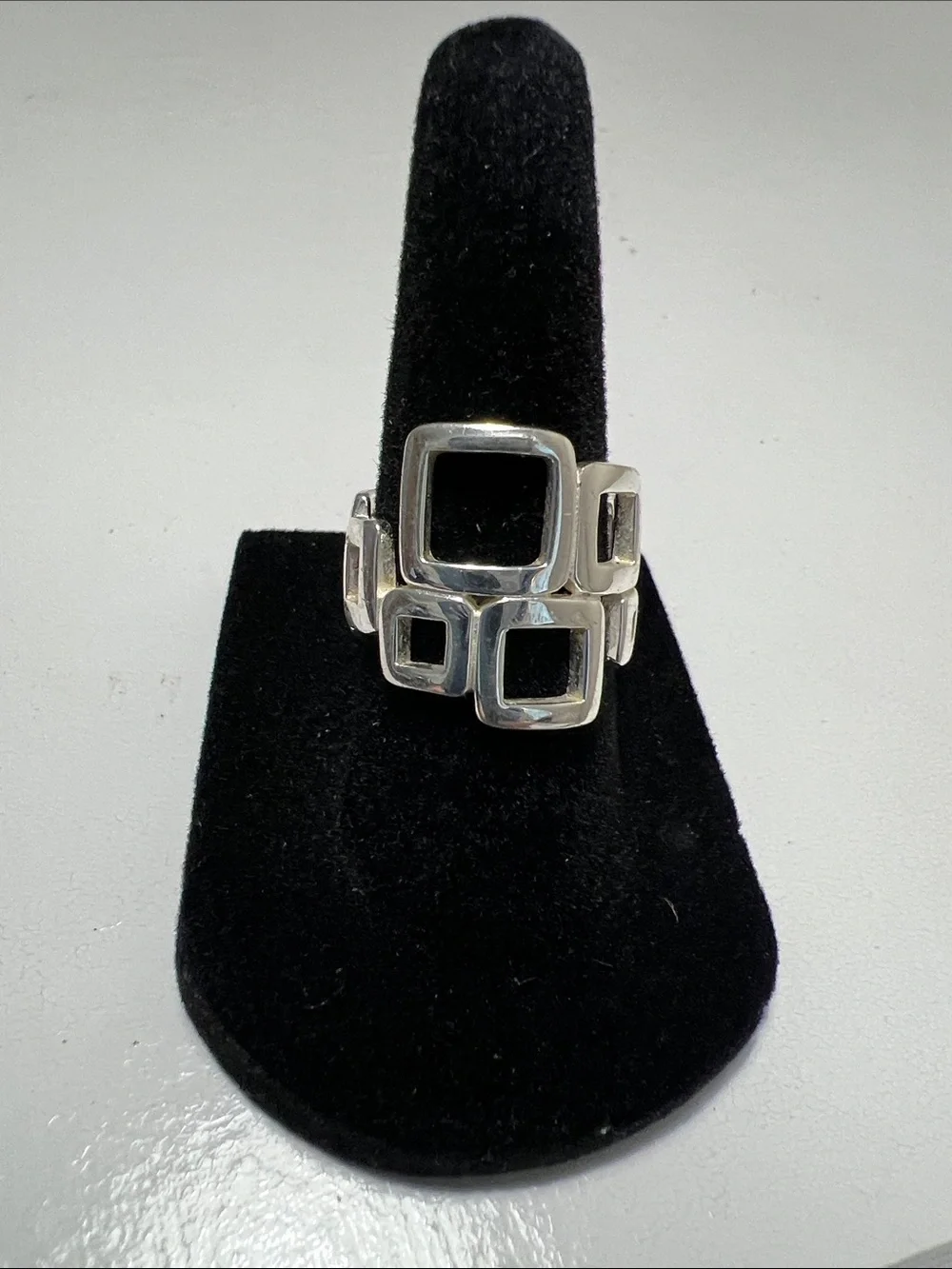 Sterling Silver Geometric Open-Square Ring - 925 Sterling Silver- Heirloom